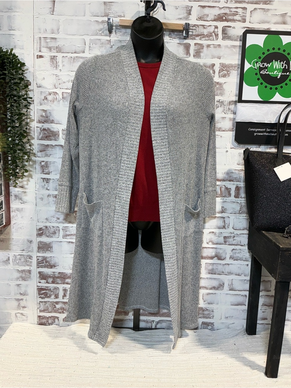 torrid Gray Open-Front Long Cardigan with Pockets